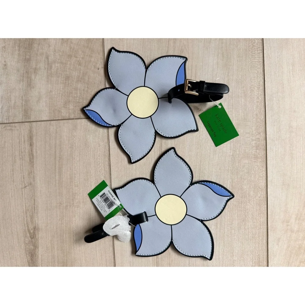Kate Spade Flower Bed Luggage Tag Set of 2 Blue Yellow Floral NWT